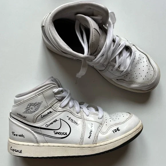 Nike Air Jordan 1 Mid SS GS Schematic- Youth- Size 5.5Y - [DQ1864-100] - Picture 13 of 15